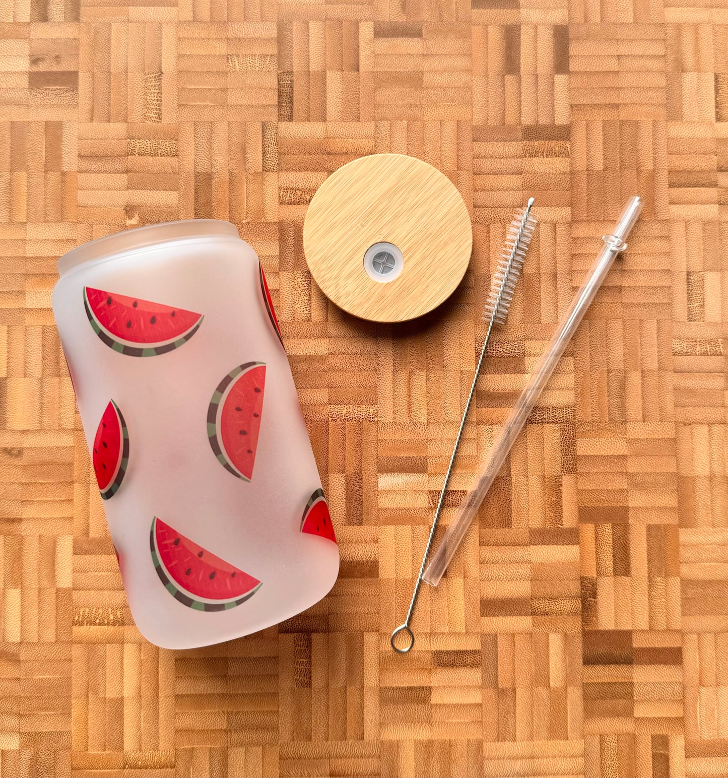 Watermelon Frosted Glass Tumbler