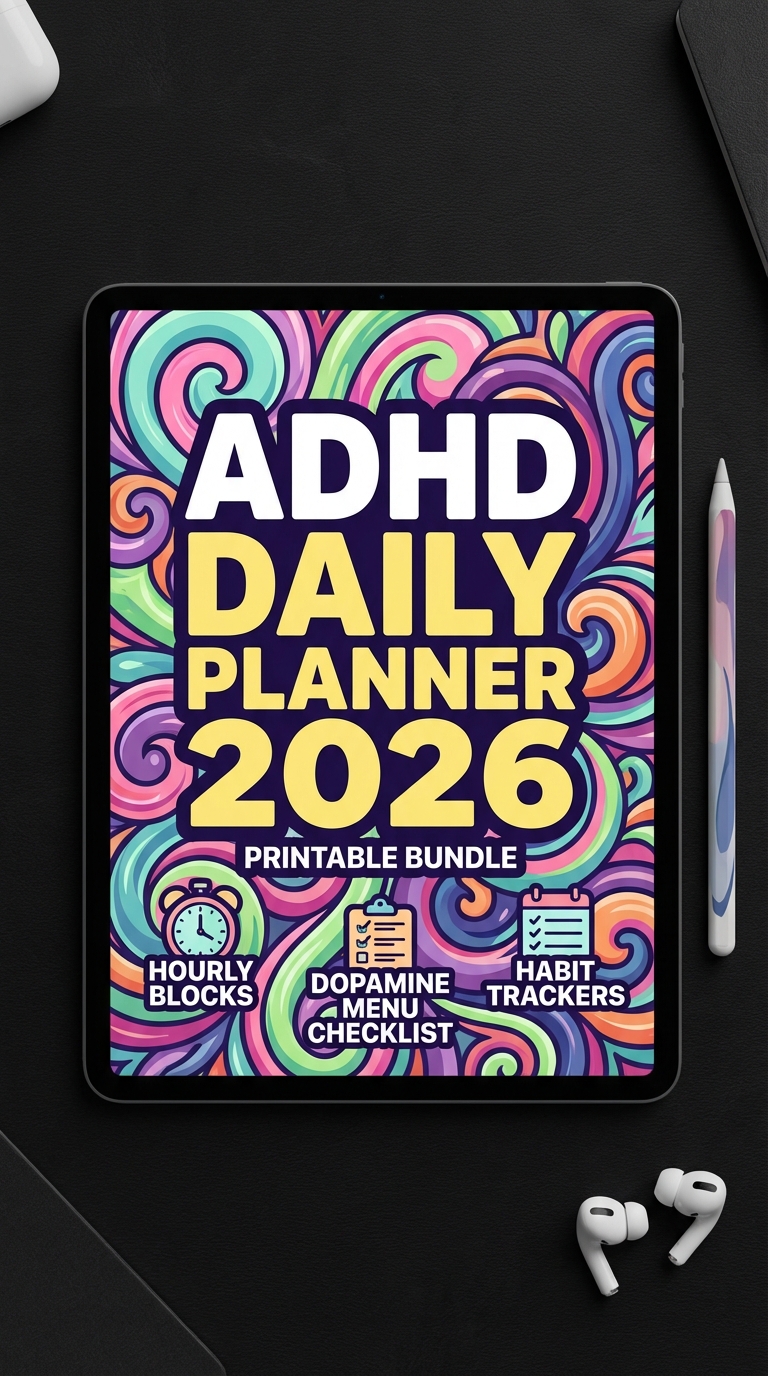 ADHD Daily Planner Printable Bundle 2026